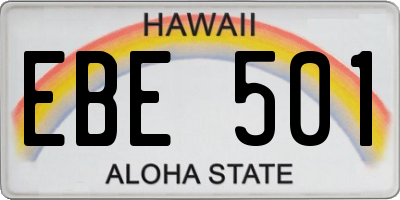 HI license plate EBE501