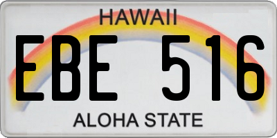 HI license plate EBE516