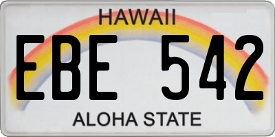 HI license plate EBE542