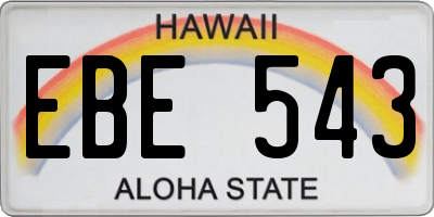 HI license plate EBE543
