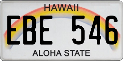 HI license plate EBE546