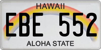 HI license plate EBE552
