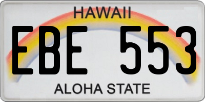 HI license plate EBE553