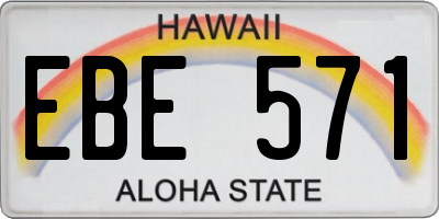 HI license plate EBE571