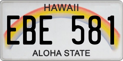 HI license plate EBE581