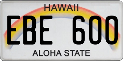HI license plate EBE600
