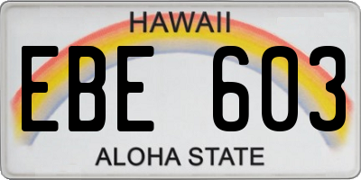 HI license plate EBE603
