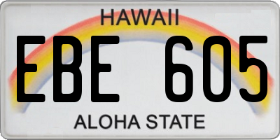 HI license plate EBE605
