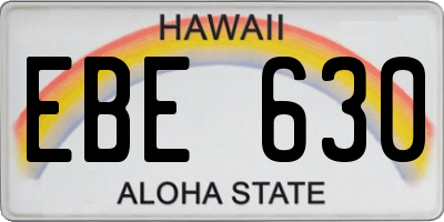 HI license plate EBE630
