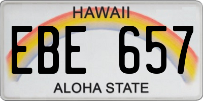 HI license plate EBE657