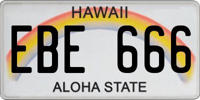 HI license plate EBE666