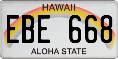 HI license plate EBE668