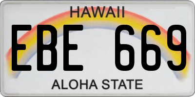 HI license plate EBE669