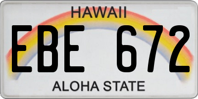 HI license plate EBE672