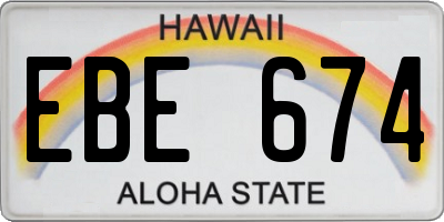 HI license plate EBE674