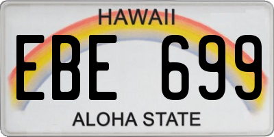 HI license plate EBE699