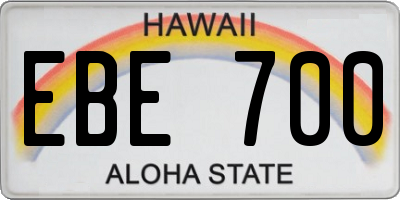 HI license plate EBE700