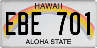 HI license plate EBE701