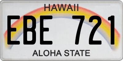 HI license plate EBE721