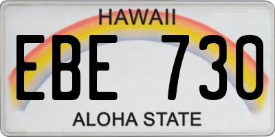 HI license plate EBE730