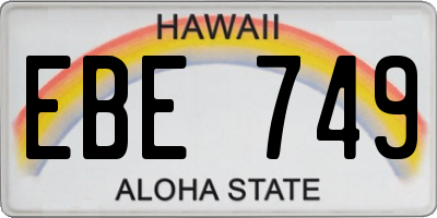 HI license plate EBE749