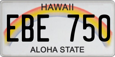 HI license plate EBE750