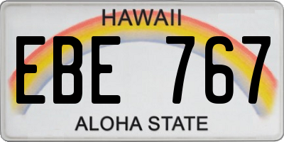 HI license plate EBE767