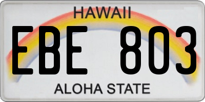 HI license plate EBE803