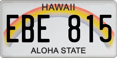 HI license plate EBE815