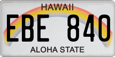 HI license plate EBE840