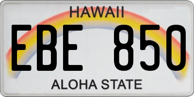 HI license plate EBE850