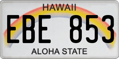 HI license plate EBE853