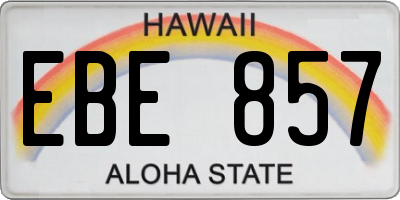 HI license plate EBE857