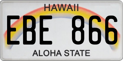 HI license plate EBE866