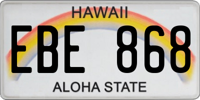 HI license plate EBE868