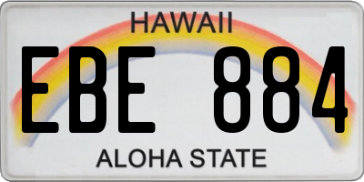 HI license plate EBE884