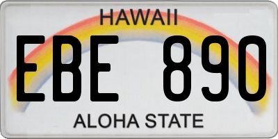 HI license plate EBE890