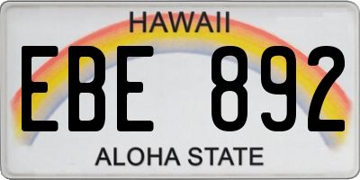 HI license plate EBE892