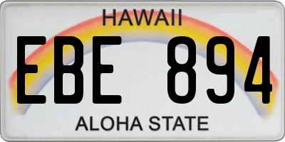 HI license plate EBE894