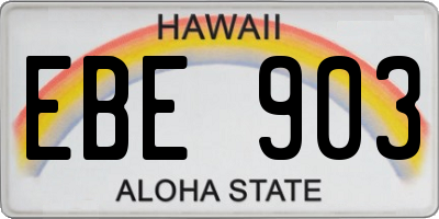 HI license plate EBE903