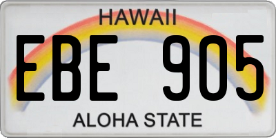 HI license plate EBE905