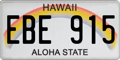 HI license plate EBE915