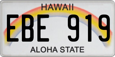 HI license plate EBE919