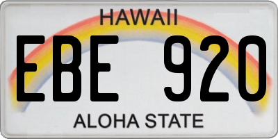 HI license plate EBE920