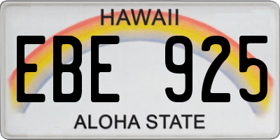 HI license plate EBE925