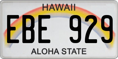 HI license plate EBE929