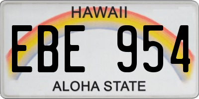 HI license plate EBE954
