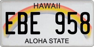 HI license plate EBE958