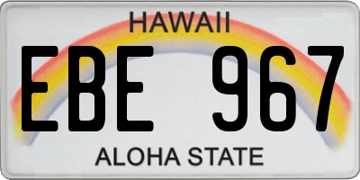 HI license plate EBE967