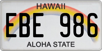 HI license plate EBE986
